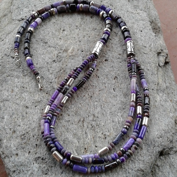 Sterling silver SUGILITE rare stone NECKLACE!!